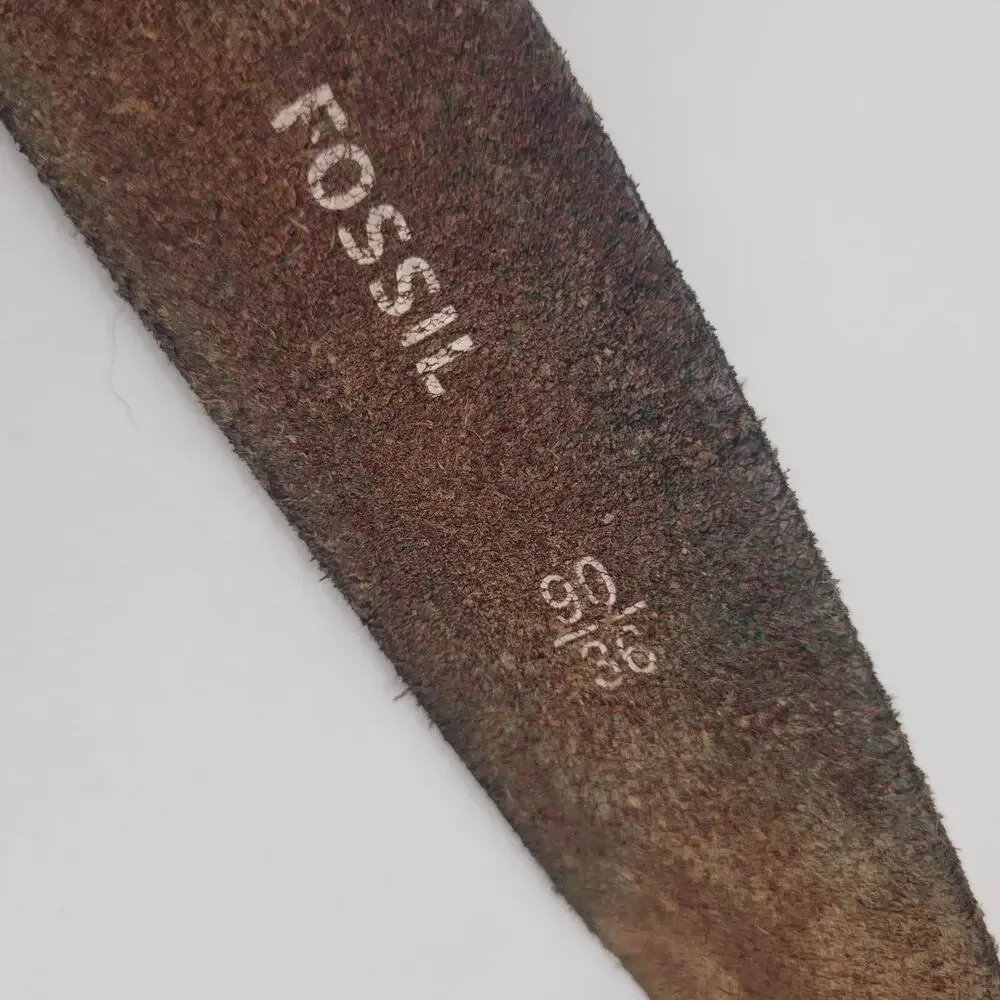 Fossil Belt 36‎ Brown Leather Distressed Work Casual Rugged Industrial Utility